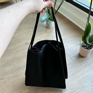MANGO Faux Leather Black Tote Bag
